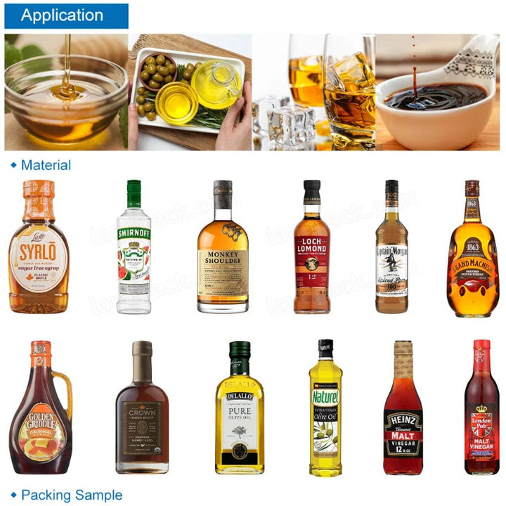 Automatic Alcohol Wine Glass Bottle Filling Capping Labeling Line