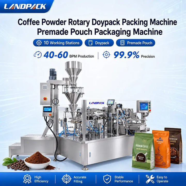 Automatic Coffee Powder M-Shape Premade Pouch Packing Machine with Auger Filler and Labeling