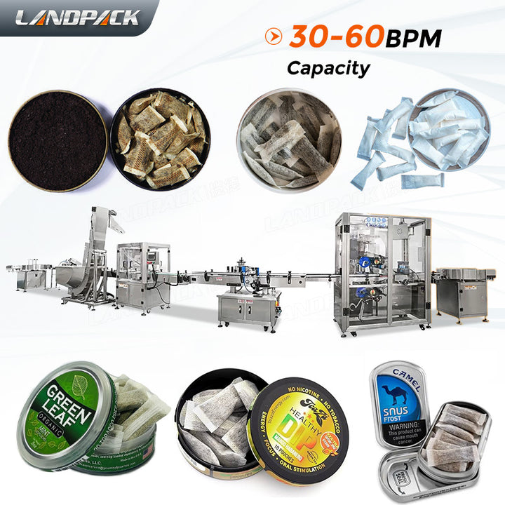 Full Automatic Snus Sachet in Can Packing Machine Line