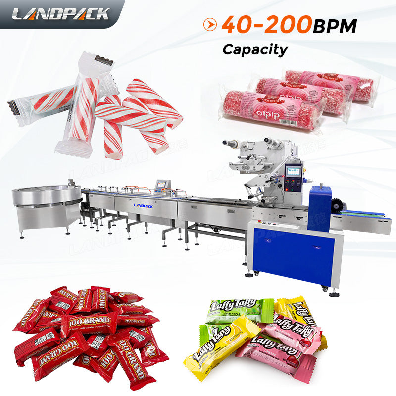 Automatic Packing Caramel Candy Taffy Flow Feeding Wrapping Machine