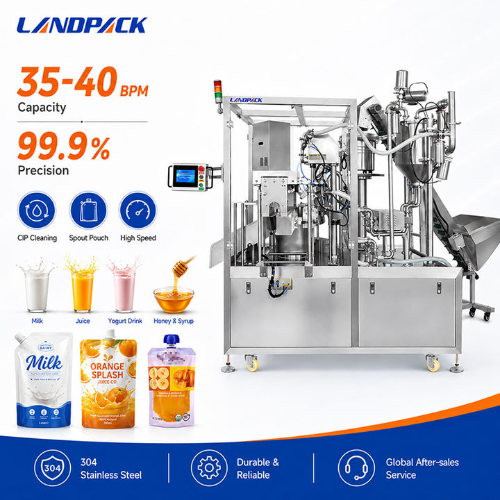 2 Heads Liquid Spout Pouch Filling Machine with Automatic CIP Cleaning Function