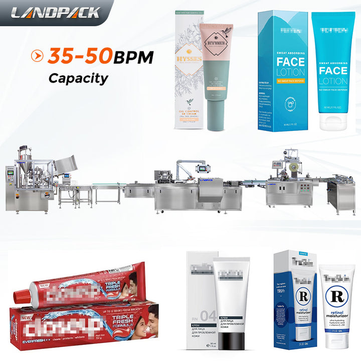Automatic Facial Cream Toothpaste Tube Filling Sealing Packing Line Tube Cartoning Machine