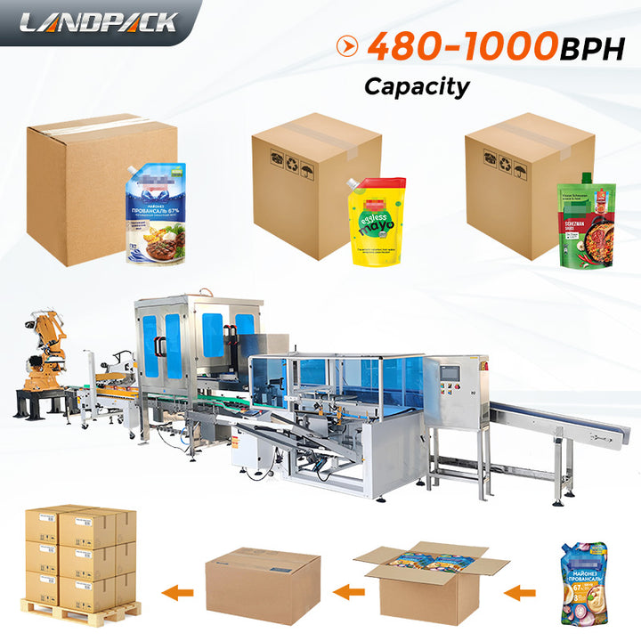 Automatic Delta Robot Case Packing System With Robotic Palletizer