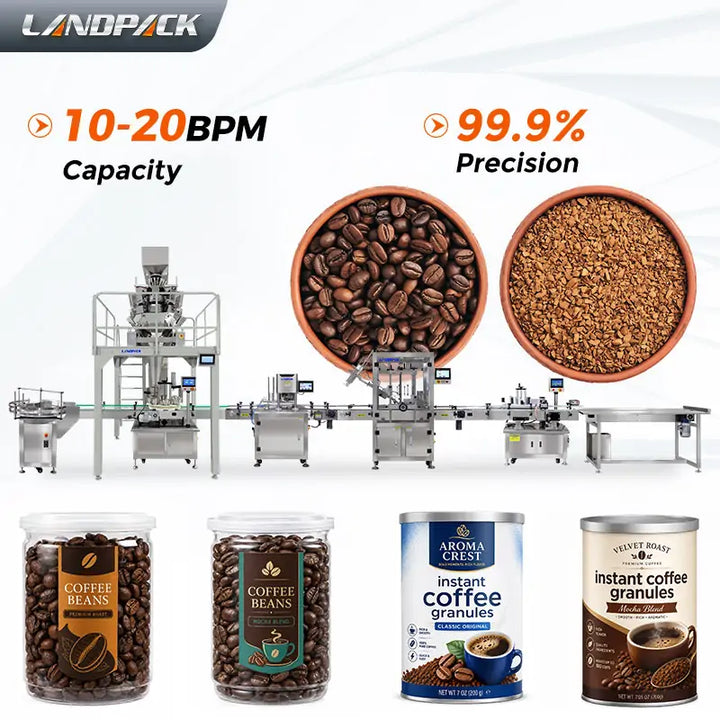 Automatic Coffee Bean Can Filling Seaming Capping and Labeling Line