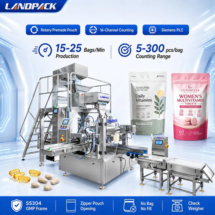 Automatic Pharmaceutical Capsule and Tablet Counting Rotary Premade Pouch Packing Machine with Checkweigher