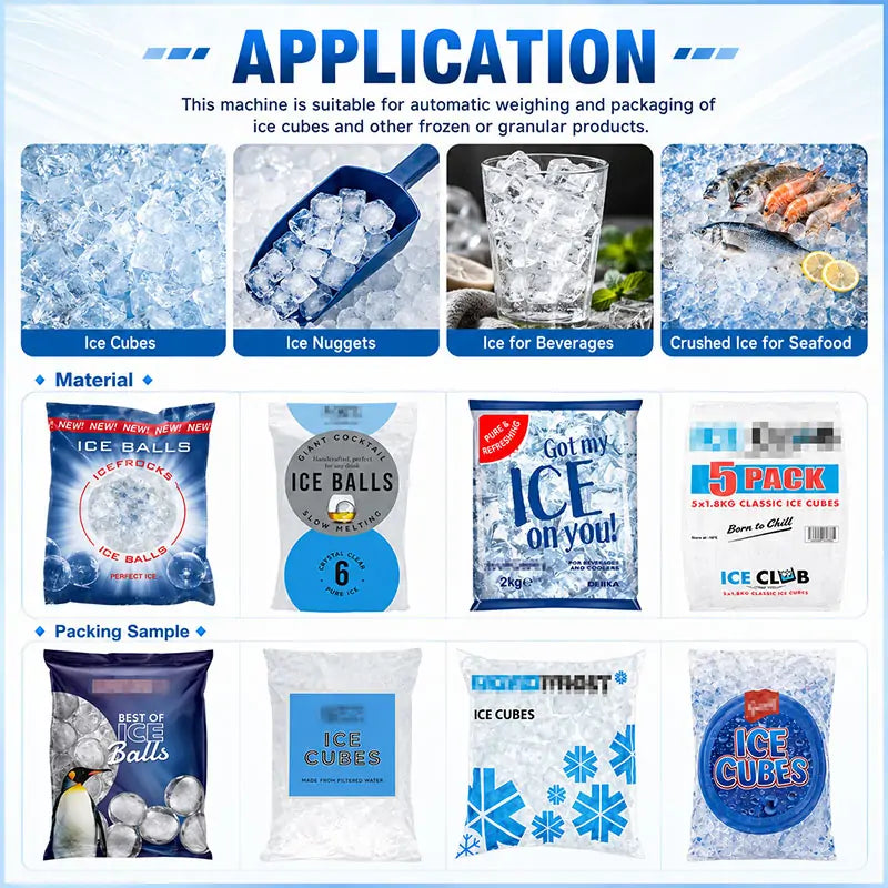 Automatic Ice Cubes Vertical Pouch Filling Weighing Packaging Machine