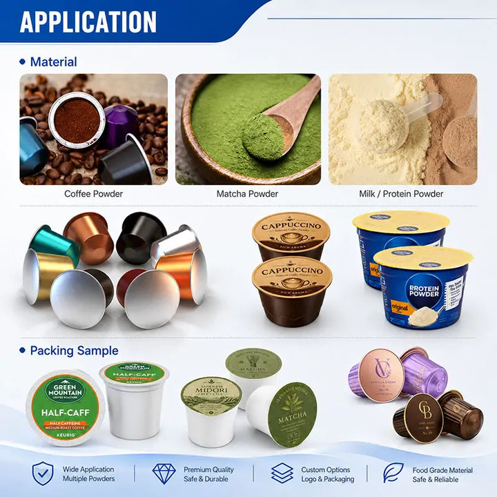 Automatic Coffee Capsule Filling and Sealing Machine for Nespresso, K-Cup and Dolce Gusto Pods