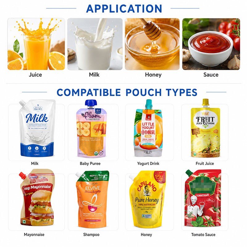 2 Heads Liquid Spout Pouch Filling Machine with Automatic CIP Cleaning Function