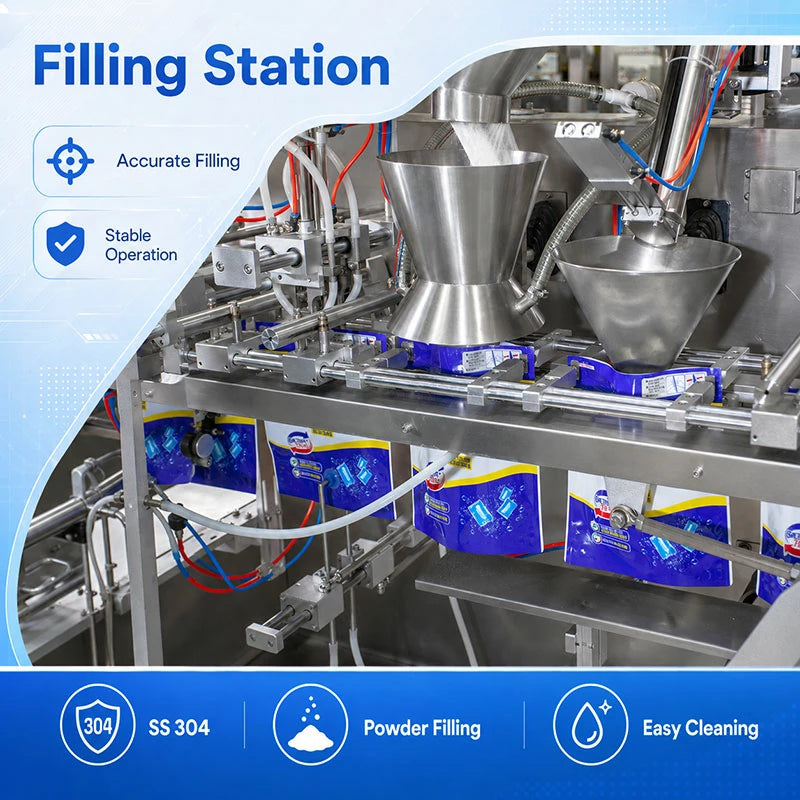Fully Automatic Detergent Dishwashing Powder Washing Powder Bottle Stand Up Pouch Filling Packing System