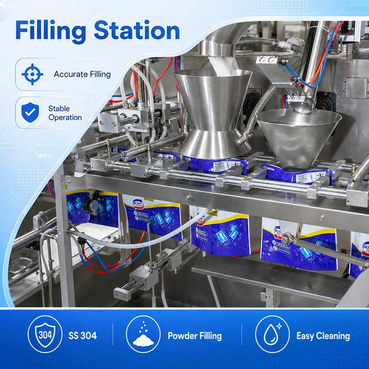 Fully Automatic Detergent Dishwashing Powder Washing Powder Bottle Stand Up Pouch Filling Packing System