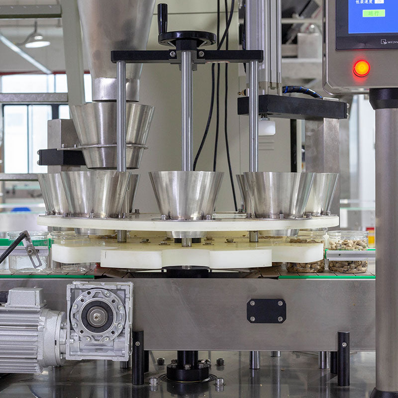 Full Automatic Granule Snacks Nuts Can Rotary Filling Seaming Machine