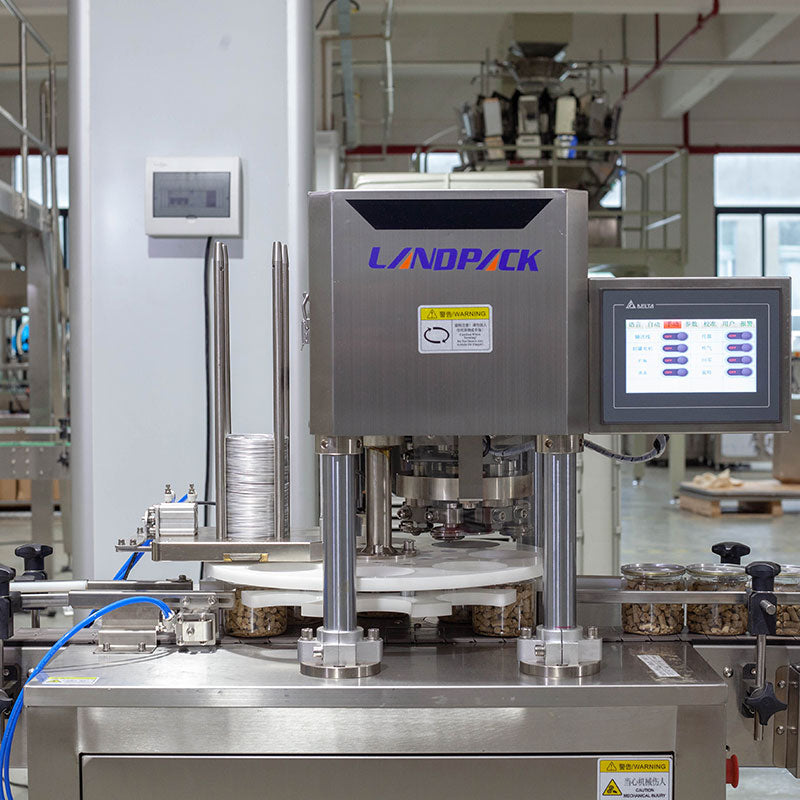 Full Automatic Granule Snacks Nuts Can Rotary Filling Seaming Machine
