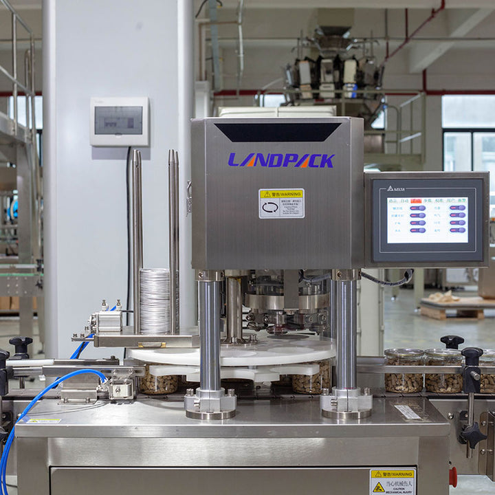Full Automatic Granule Snacks Nuts Can Rotary Filling Seaming Machine