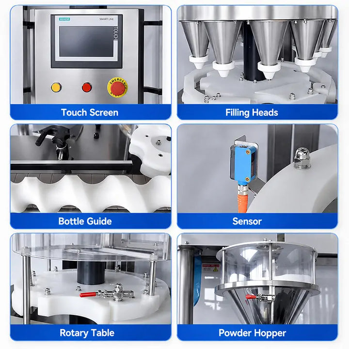 High Speed Automatic Spice Powder Rotary Bottle Filling Machine