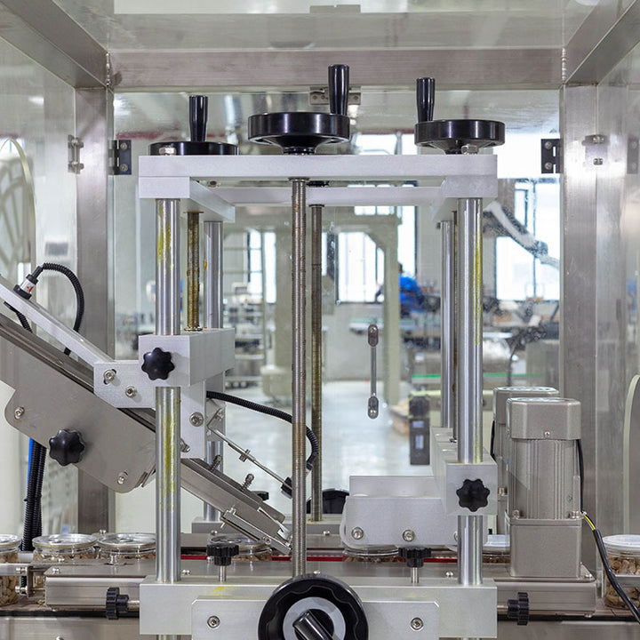 Full Automatic Granule Snacks Nuts Can Rotary Filling Seaming Machine