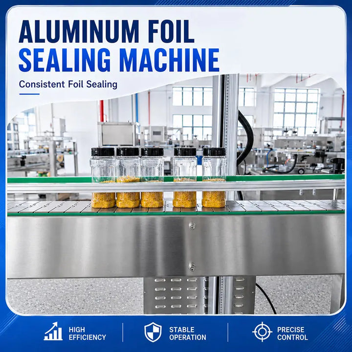 Automatic Granule Bottle Filling Line with Capping, Foil Sealing, Labeling, Checkweigher and Metal Detector