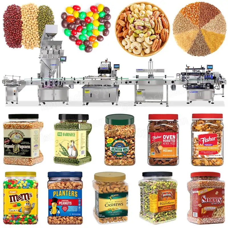 Automatic Granule Cashew Nut Bottle Filling Capping Labeling Line Machine