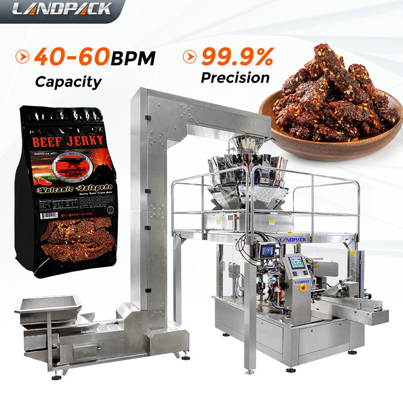 Automatic Beef Jerky Premad Pouch Packing Machine With Multihead Weigher