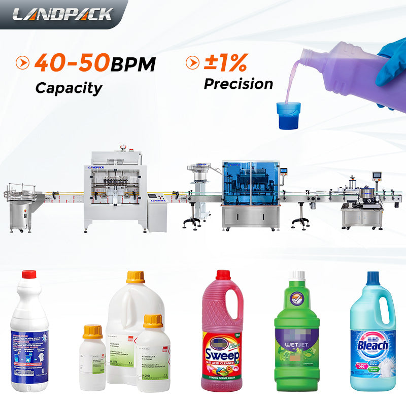 Fully Automatic Corrosive Chemical Liquid Filling Capping Labeling Machine Line