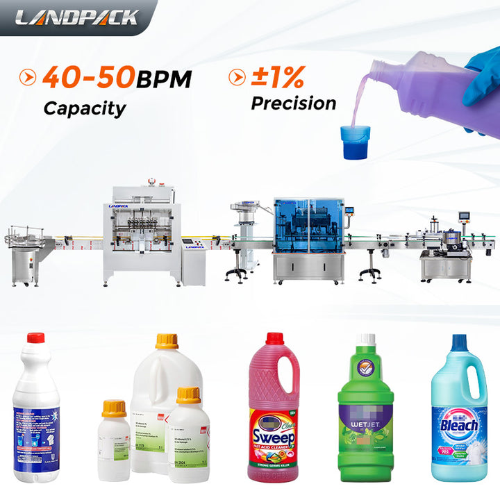 Fully Automatic Corrosive Chemical Liquid Filling Capping Labeling Machine Line