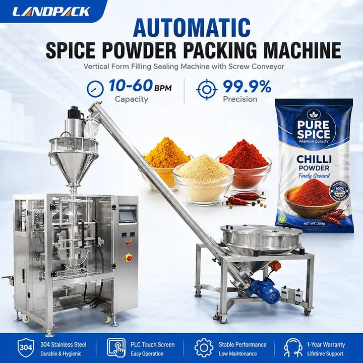 Automatic Masala and Curry Powder Vertical Pouch Packing Machine with Screw Conveyor