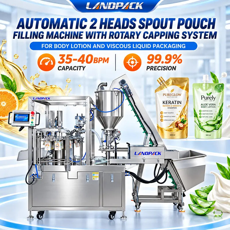 Automatic Liquid Rotary Spout Pouch Filling Machine with Dual Piston Filling and Capping
