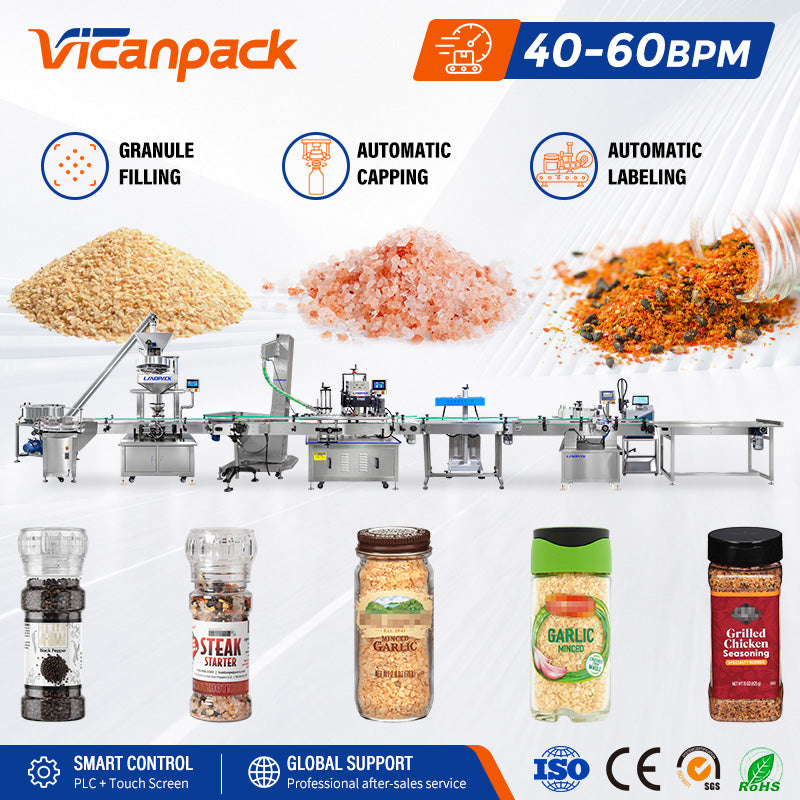 Automatic Granule Filling Capping Labeling Machine Sea Salt Filling Machin