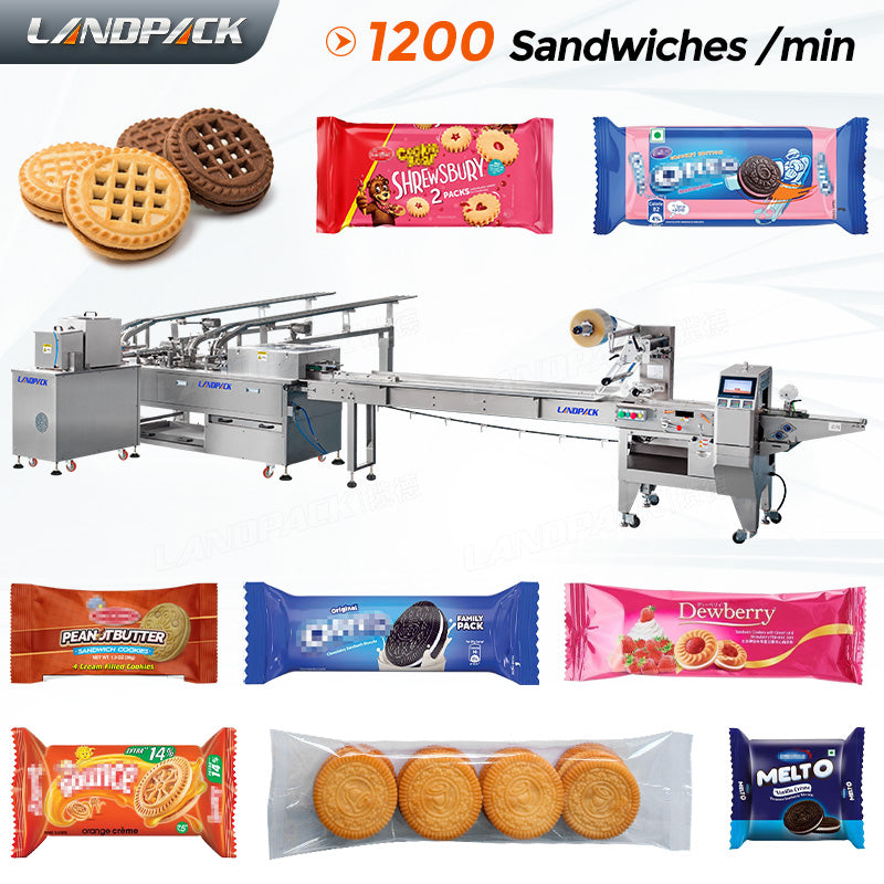 Automatic Sandwich Biscuits Packing Machine With Cream Injector