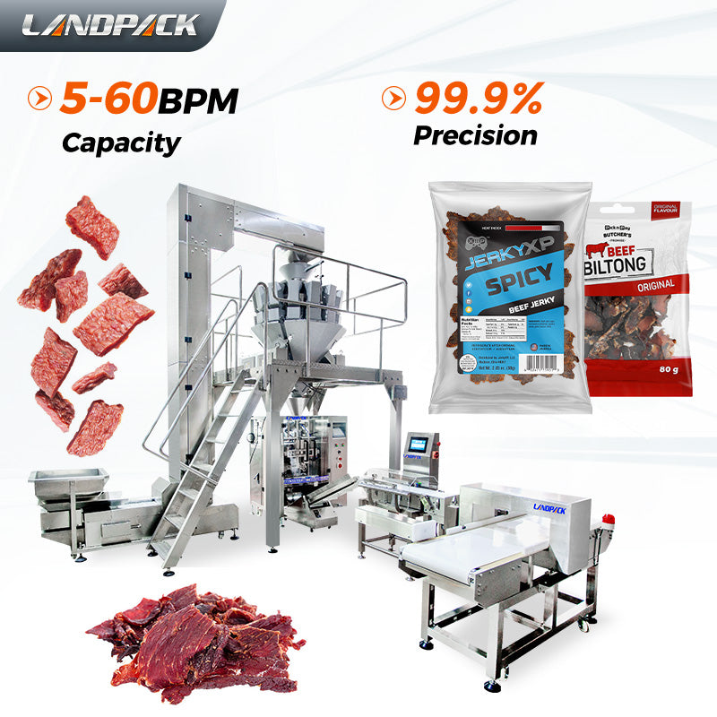 Automatic Biltong Packing Machine With Metal Detector And Weight Sorting Scale