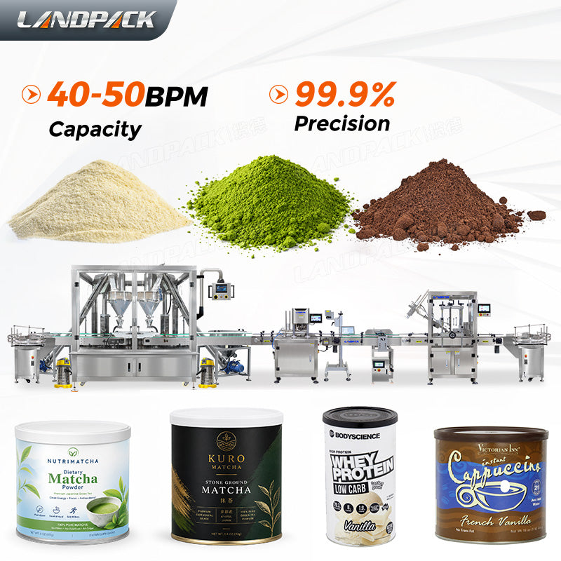 Automatic Matcha Powder Rotary Can Filling Seaming Line Machine