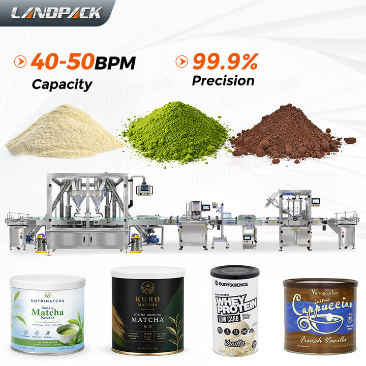 Automatic Matcha Powder Rotary Can Filling Seaming Line Machine
