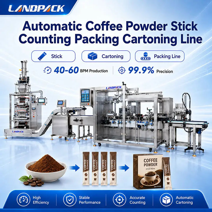 Automatic 4-Lane Coffee Stick Sachet Packing and Cartoning Line for 3 in 1 Coffee Powder