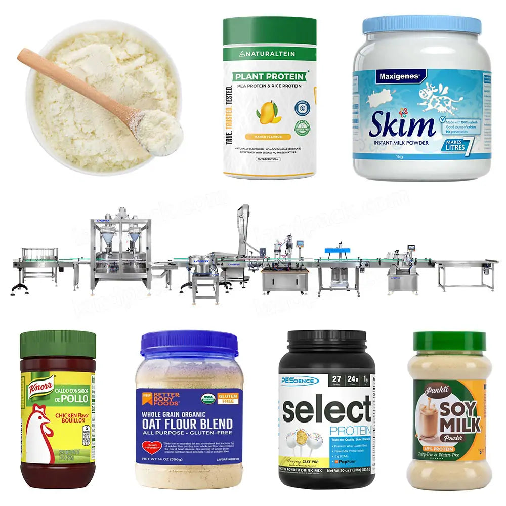 Automatic Milk Powder Bottle Filling Capping Labeling Machine Line