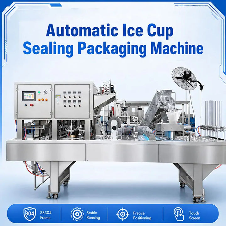 Fully Automatic Ice Cube Cup Filling and Sealing Packing Machine Production Line