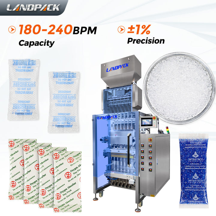Automatic 6 Lane Desiccant Stick Bags Filling And Packing Machine