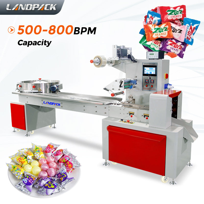 High Speed Candy Flow Wrapping Packing Machine With Turnable Feeder