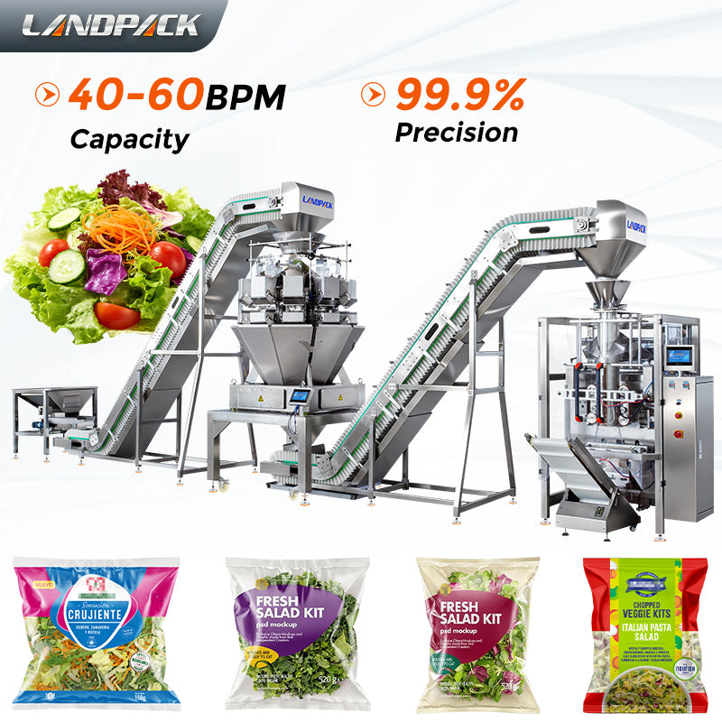 Automatic Lettuce Packaging Machine With Multihead Weigher And Two Conveyor
