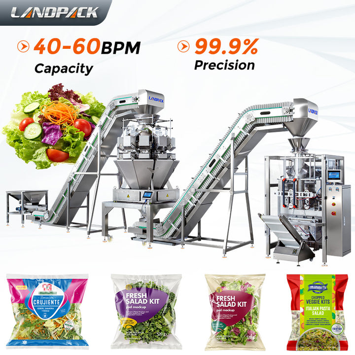 Automatic Lettuce Packaging Machine With Multihead Weigher And Two Conveyor
