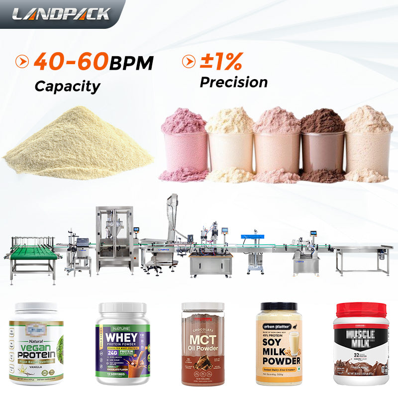 Automatic Protein Powder Single Head Filling Sealing Labeling Capping Line