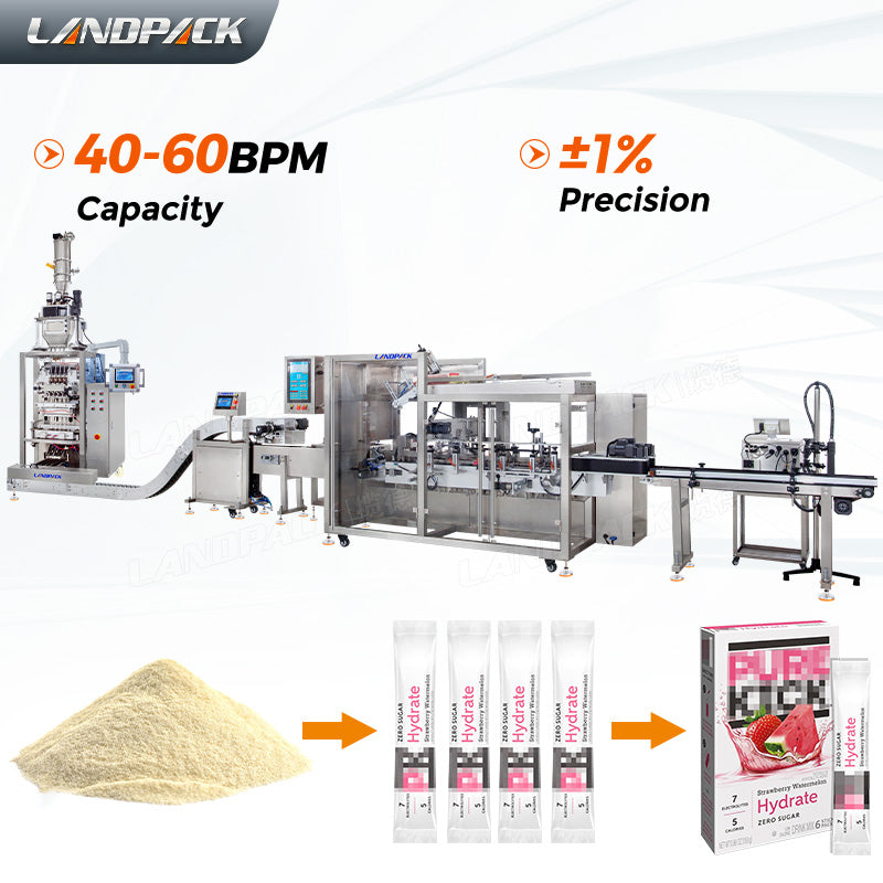 Fully Automatic Powder Stick Counting Packing Cartoning Line