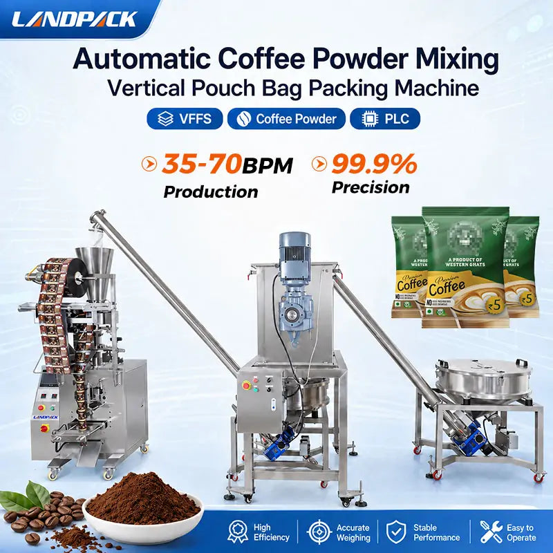 Automatic Coffee Powder VFFS Sachet Filling and Sealing Packing Machine with Twin Screw Conveyors