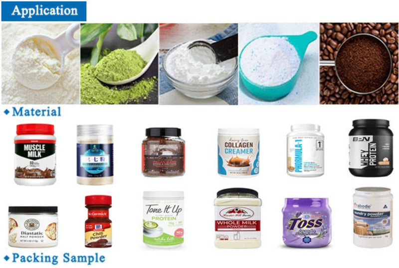Automatic Double Heads Protein Powder Bottle Filling Capping Labeling Line