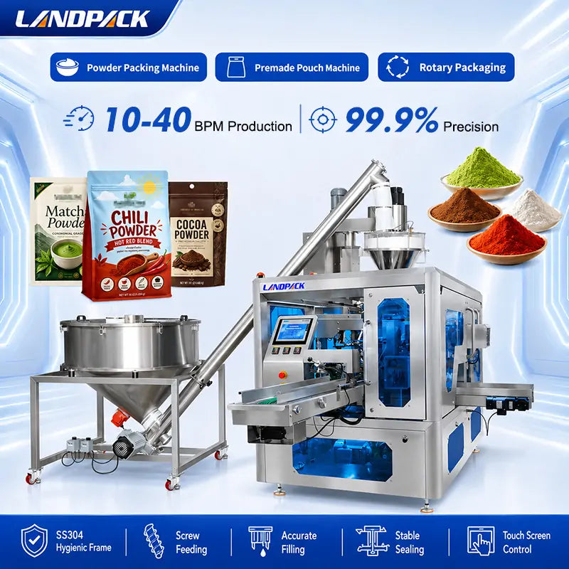Automatic Rotary Powder Premade Zipper Pouch Filling Sealing Machine with Screw Conveyor