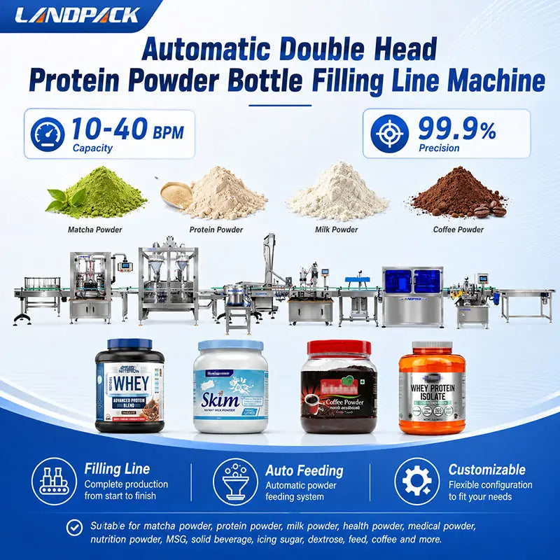 Automatic Green Tea Powder Filling Capping Labeling Machine Bottling Line