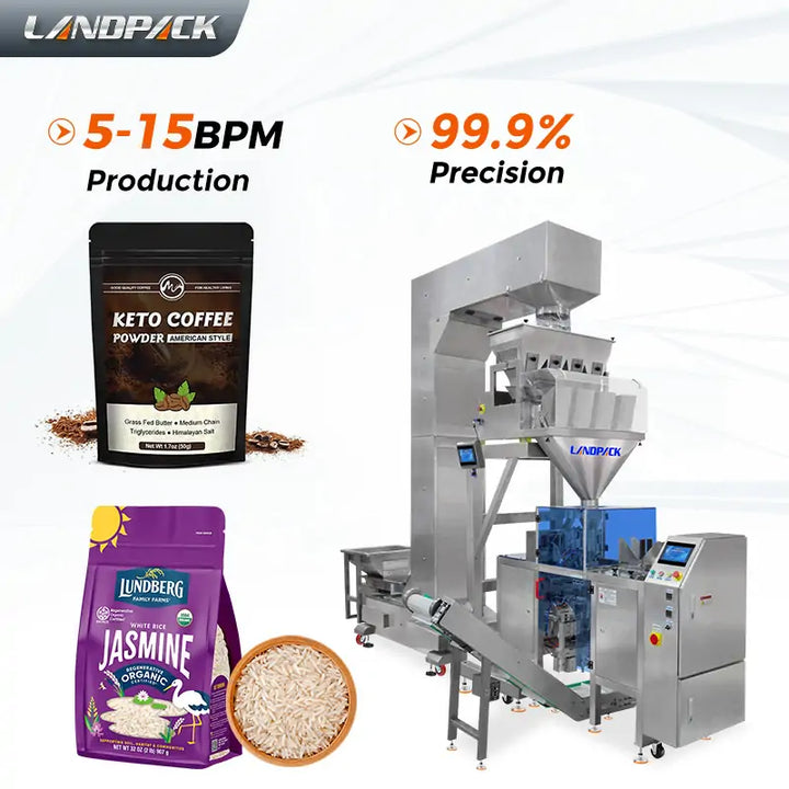 Automatic Roasted Coffee Beans Premade Zipper Doypack Packing Machine with 4-Head Linear Weigher