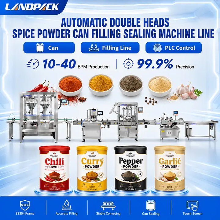 Automatic Double-Head Spice Seasoning Powder Can Filling Seaming and Labeling Line