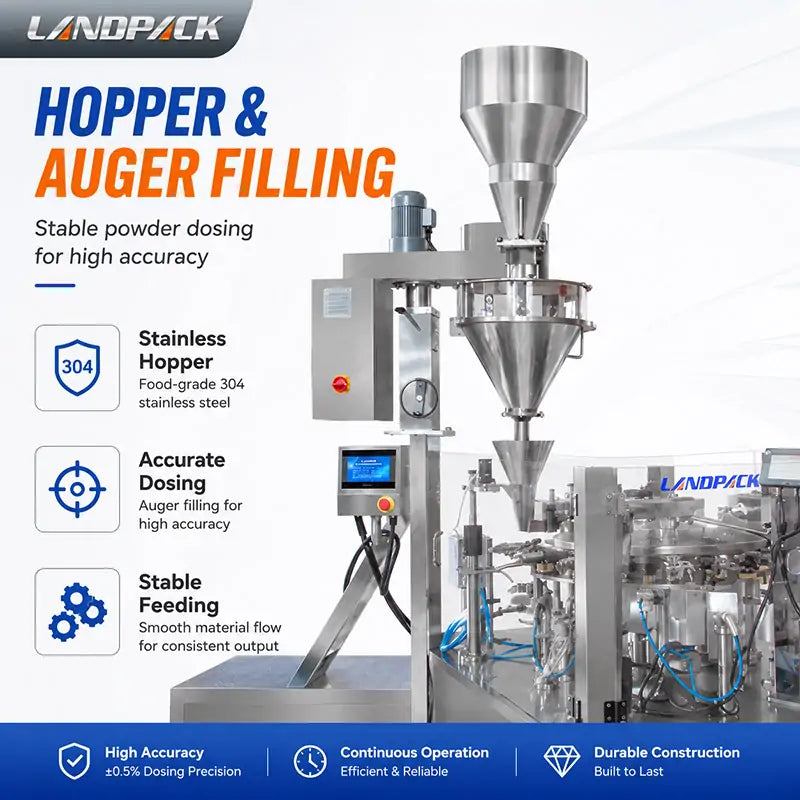 Automatic Coffee Powder M-Shape Premade Pouch Packing Machine with Auger Filler and Labeling