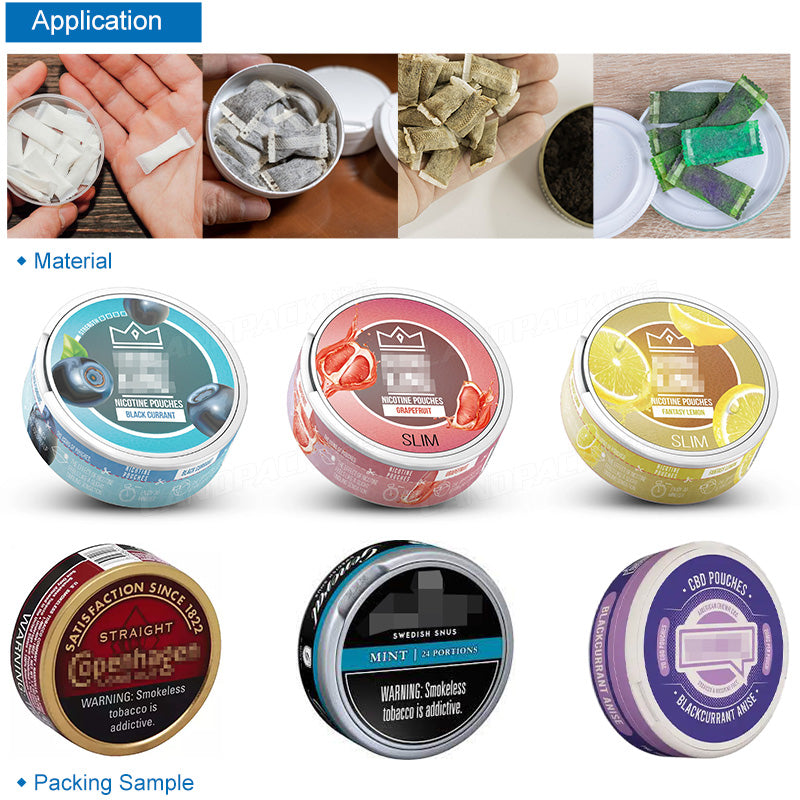 Automatic Snus Powder Chewing Tobacco Snus Bag Can Filling Packing Line