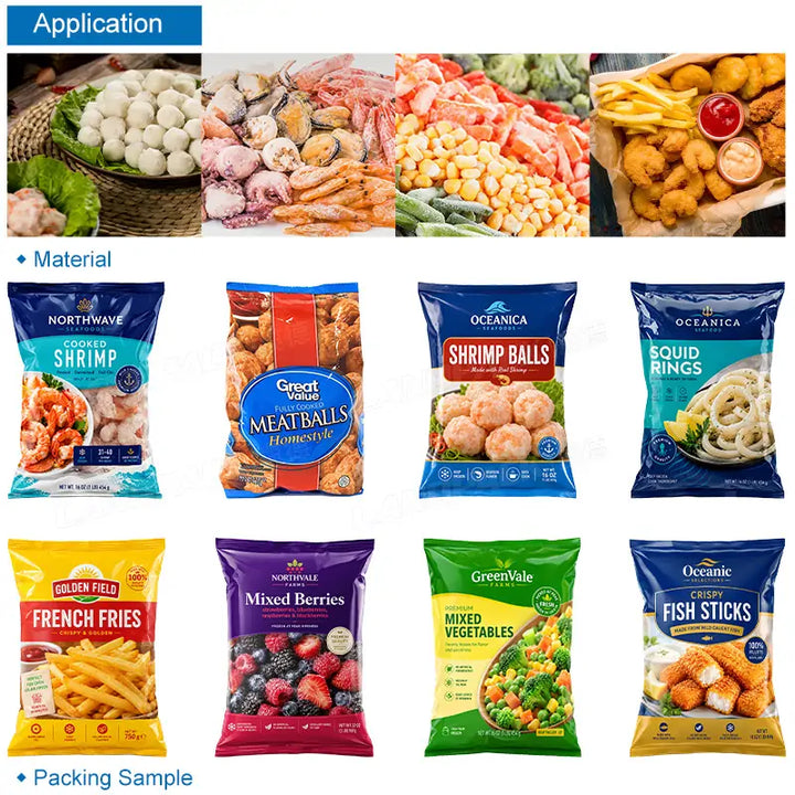 Automatic Frozen Food Meatball Packing Machine with Multihead Weigher and Checkweigher