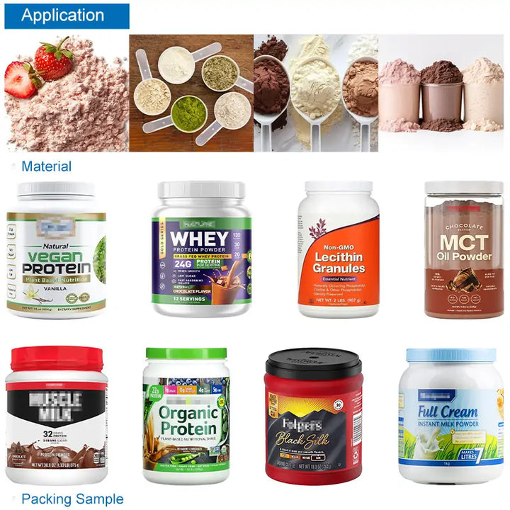 Automatic Protein Powder Bottle Filling Capping Foil Sealing and Labeling Production Line